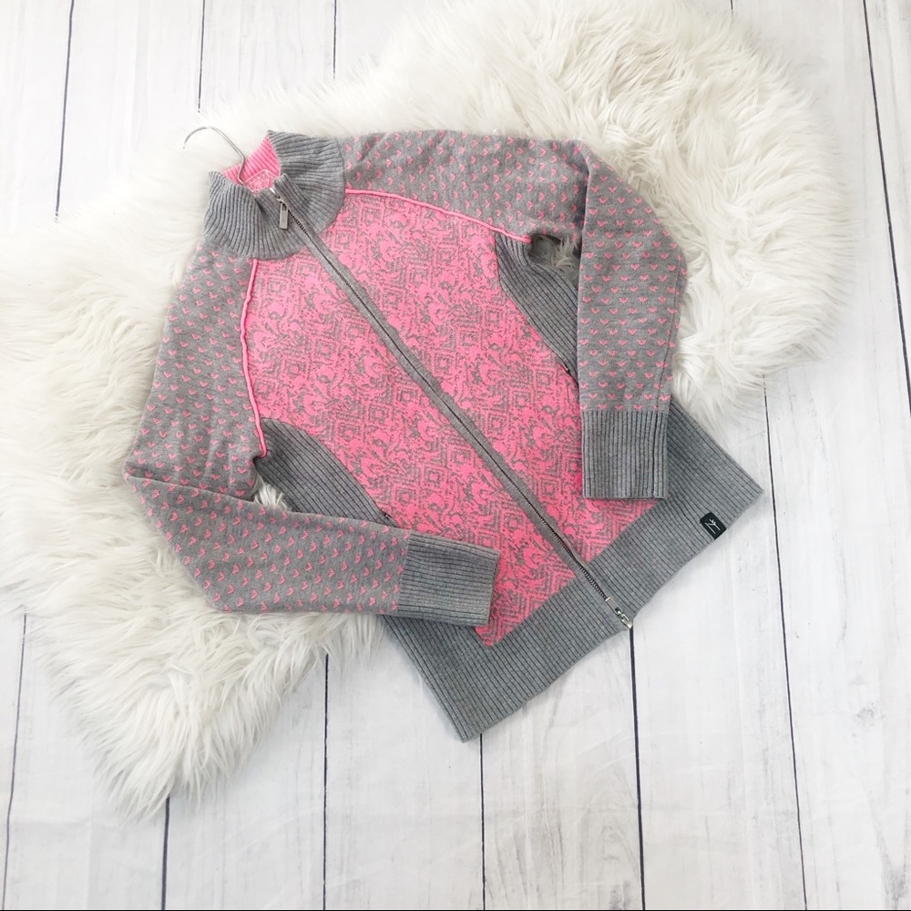 Neve Designs Full Zip Ski Cardigan Sweater Pink XS